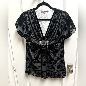 Beautiful Hale Bob black velvet and silk top.  Size small